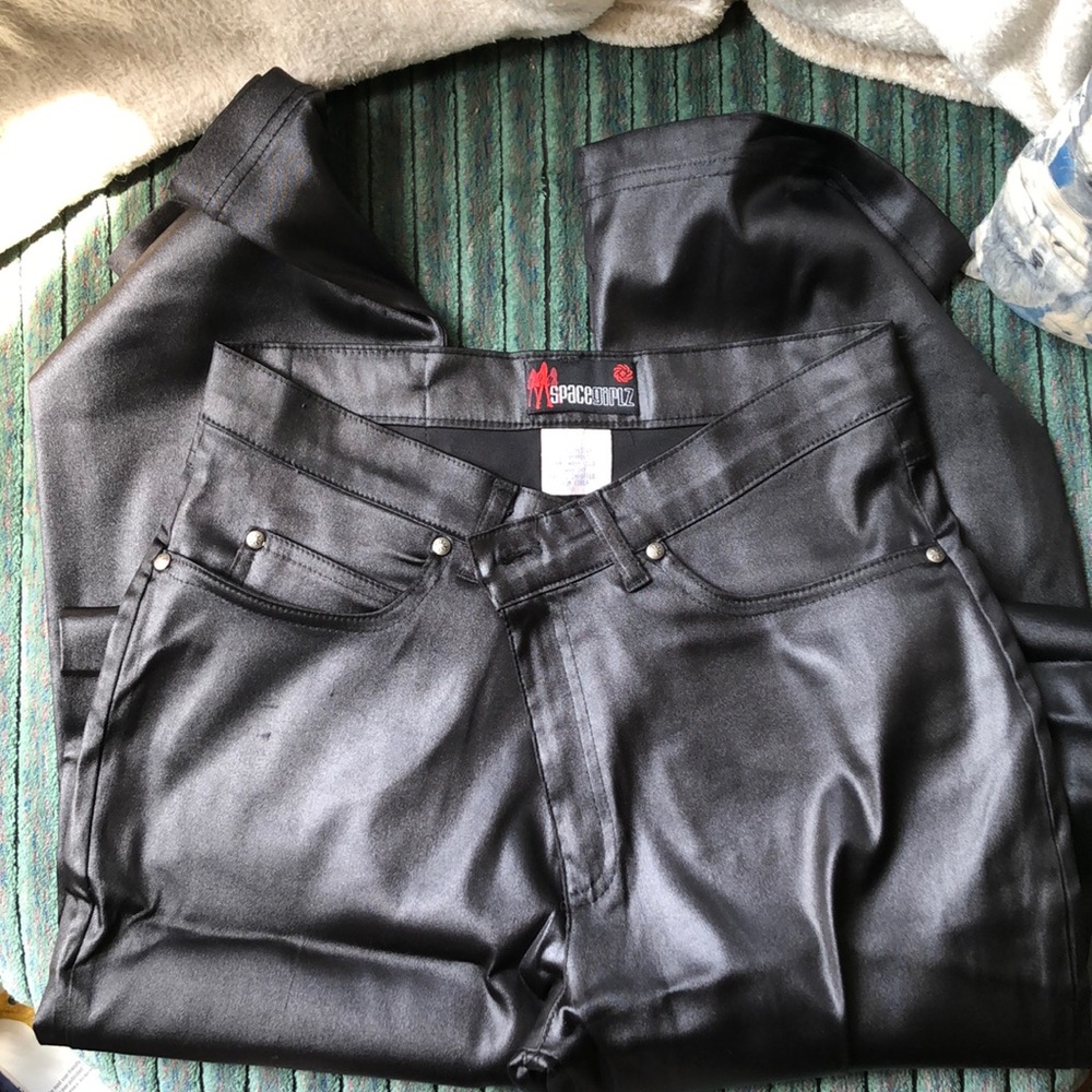 Spandex pants, leather look, size 9